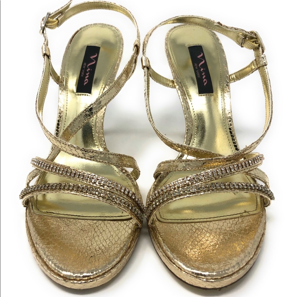 Previously Worn Gold Strappy Heels 9.5
